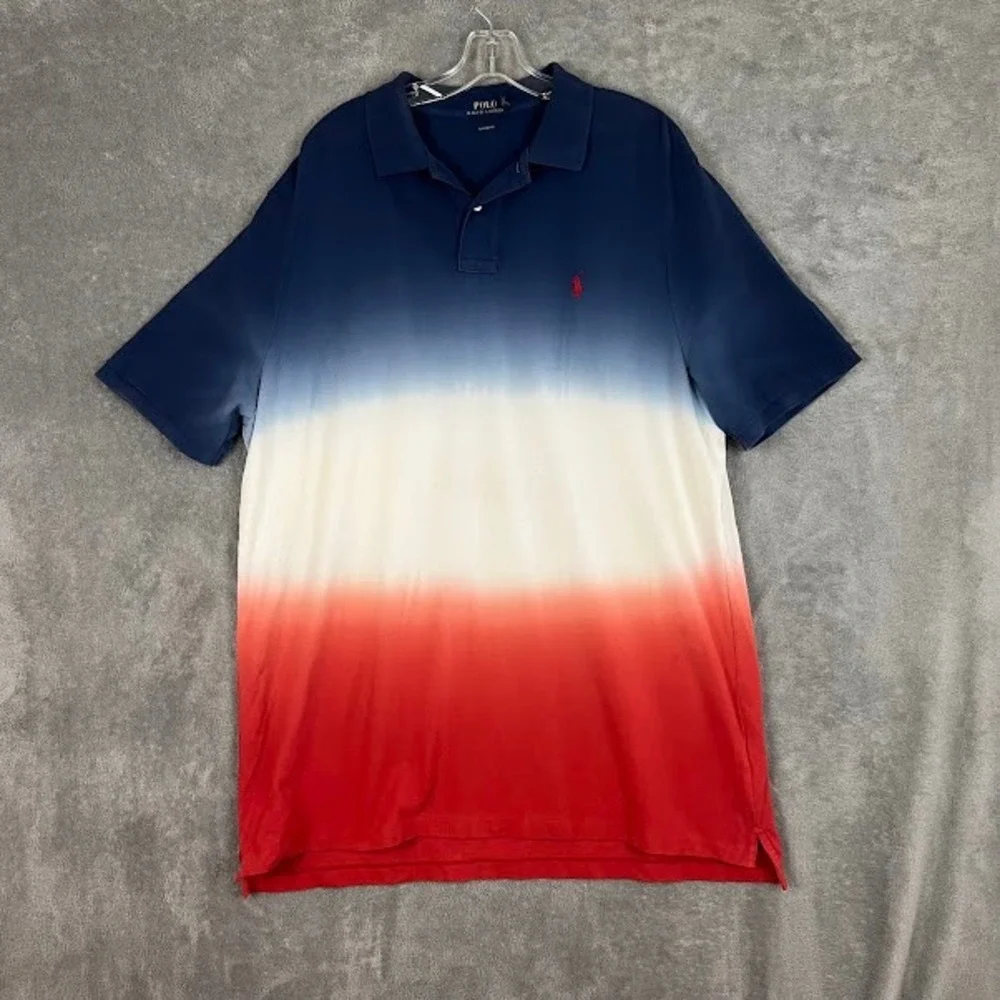 Polo Ralph Lauren Ombre Dip Dye Polo Shirt Mens XL Gradient Classic Americana
